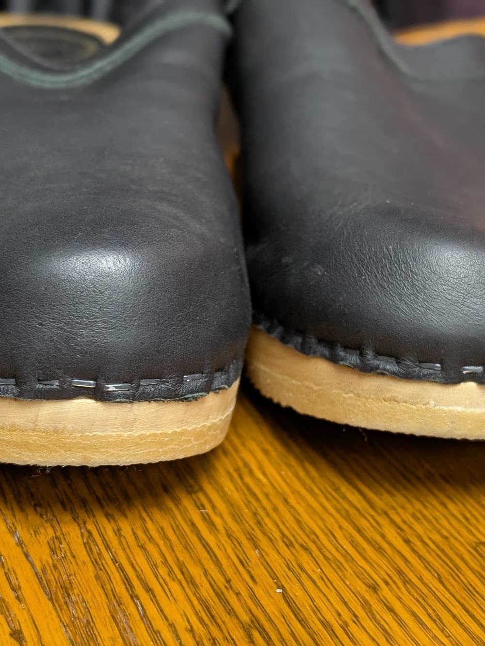 No.6 Black Leather Wood Platform Clogs Shoes EU 39 - Picture 5 of 13